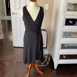 Loft Black and White Polka Dot Wrap Dress